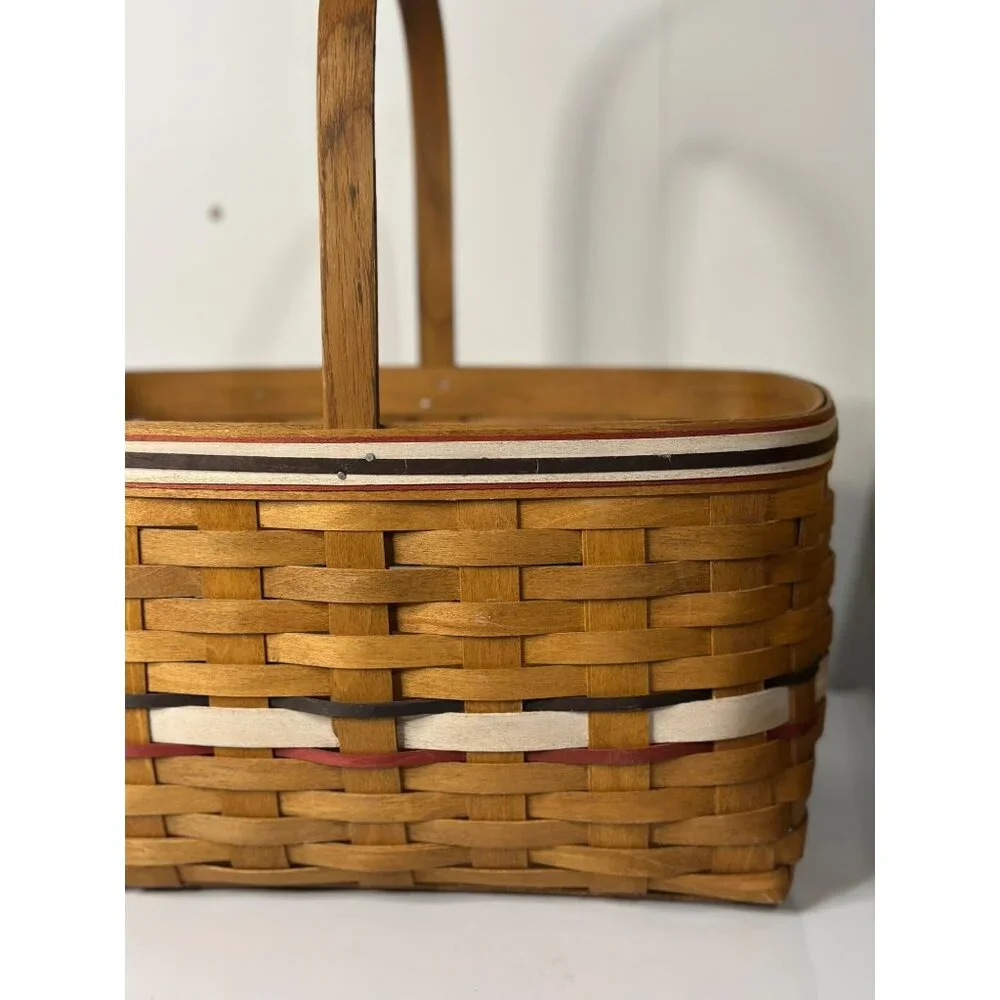 Vintage Longaberger Style Patriotic Basket | Red White Blue Stripe 9